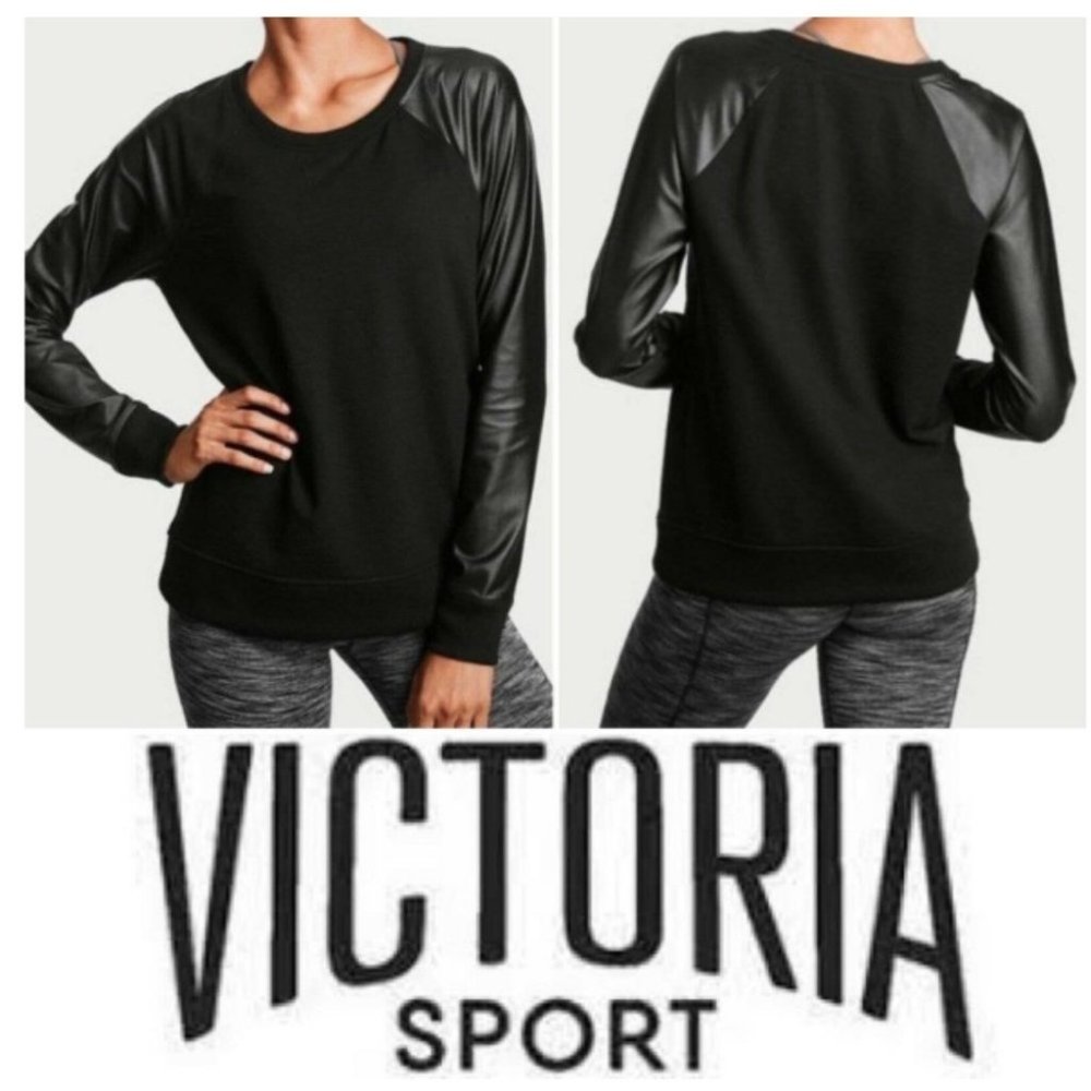 Victoria Sportโ Sweater Pullover Faux Leather Medium